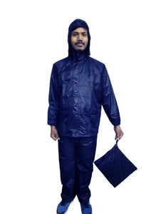 Polyester Full Sleeves Rainsuit Set for Men (Navy Blue, M) | TRENDBUY
