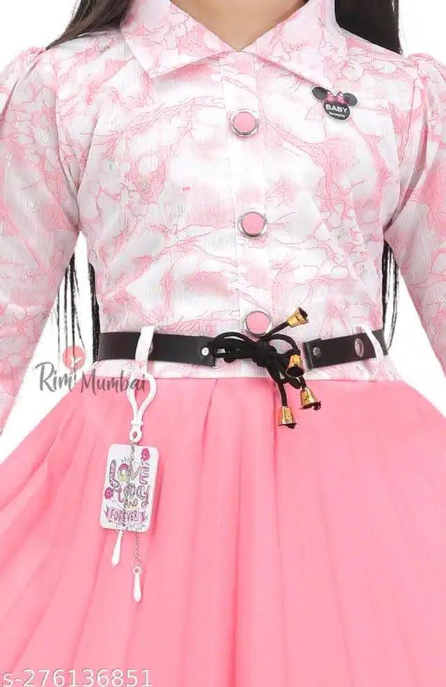 Cotton Blend Frock for Girls - Pink (1-2 Years)