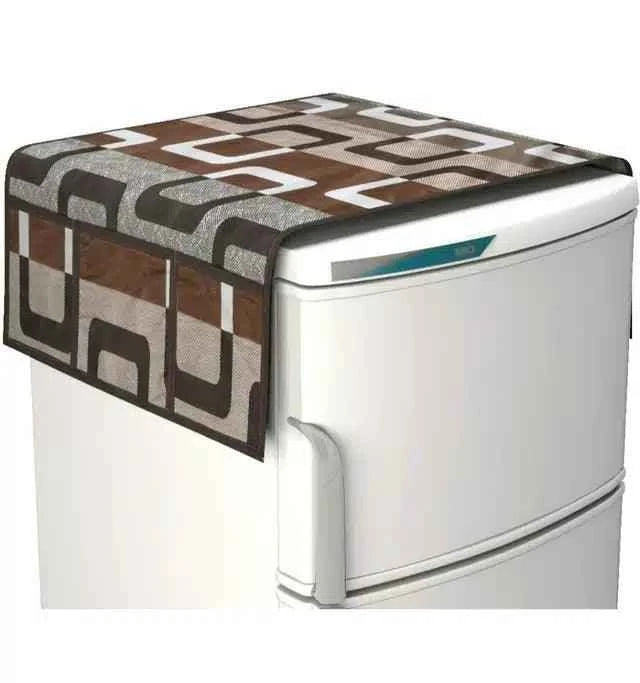 Knit Printed Fridge 3 Pcs Mat with Top & Handle Cover (Multicolor, Set of 1)