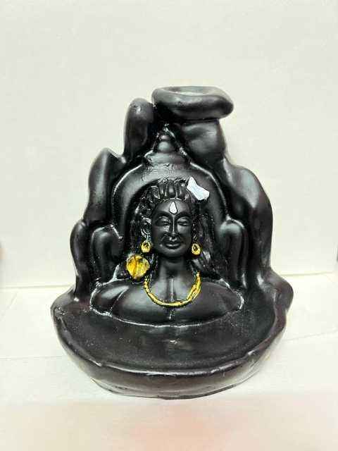 Black Lord Adiyogi Mahadev statue cone incense holder