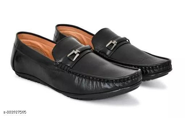 Stylish black and tan leather loafers for men