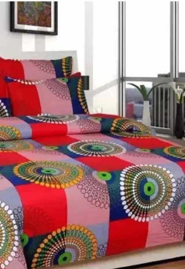 Multicolor pattern polycotton double bedsheet and two pillow covers