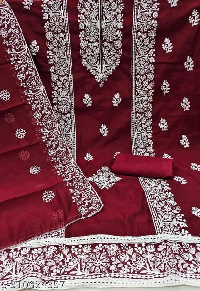 Chanderi Cotton Embroidered Unstitched Suit for Women (Sky Blue) – Elegant Ethnic Wear