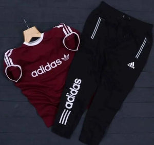 Adidas summer tracksuit (Maroon & Black) | TRENDBUY