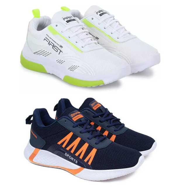 Sports Shoes For Men (Pack Of 2) (White & Blue, 6) (SLI-23) - TREND BUY