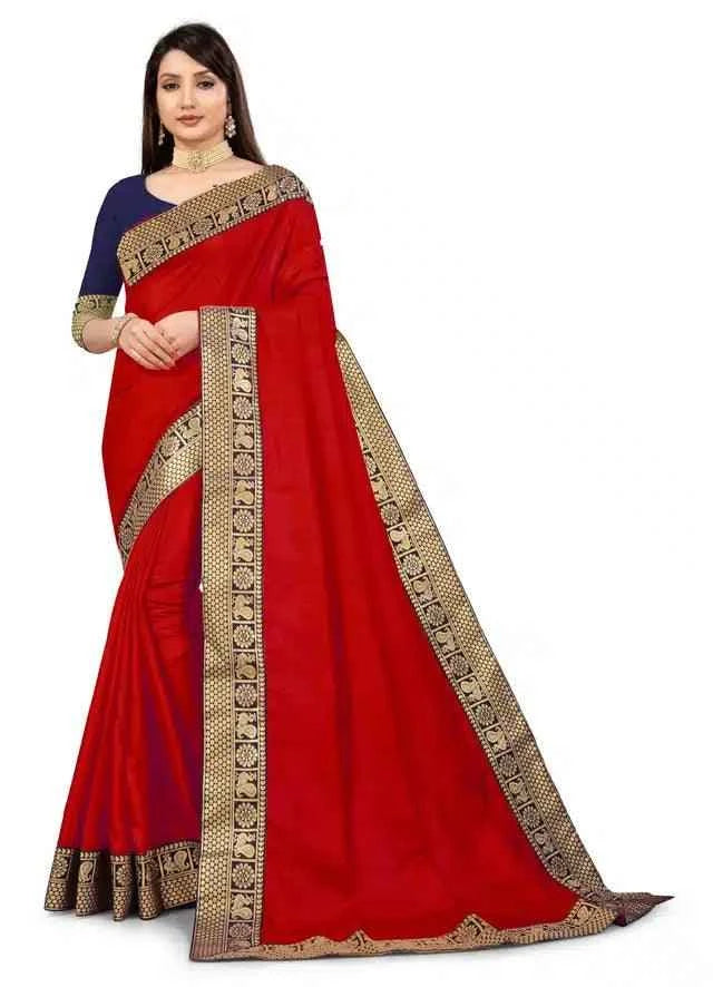 Art Silk Self Design Saree for Women (Red, 6.3 m) – Elegant Ethnic Wear