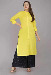 Pure Cotton Kurti for Women (Yellow, M)