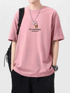 Cotton Half Sleeves Round Neck T-Shirt for Men (Peach, S) | TRENDBUY