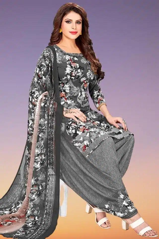 Crepe Printed Unstitched Dress Material for Women (Green, 2 m)