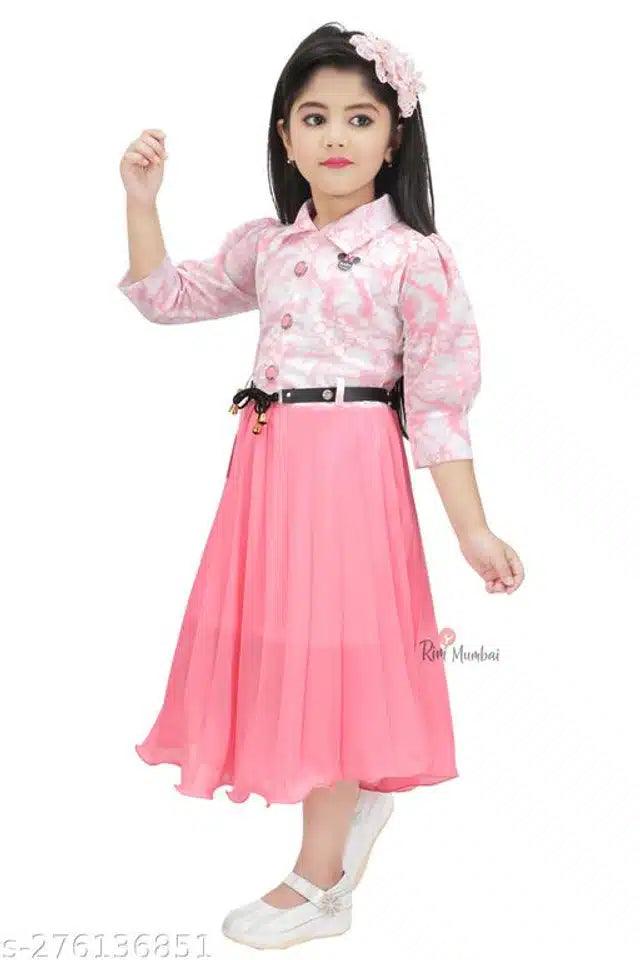 Cotton Blend Frock for Girls - Pink (1-2 Years)