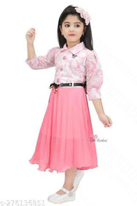 Cotton Blend Frock for Girls - Pink (1-2 Years)