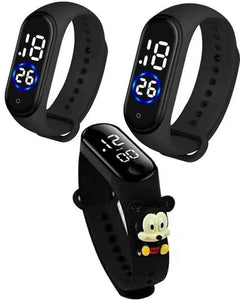 Digital Watch for Kids (Pack of 3, Black)