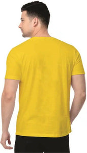 Printed Round Neck T-Shirt for Men (Yellow, XXL) | TRENDBUY