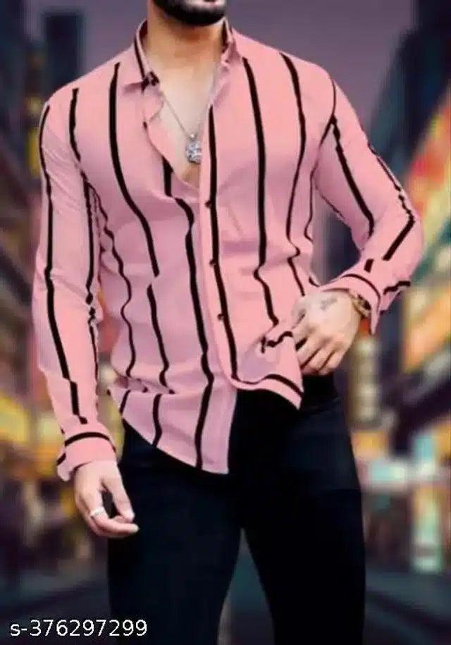 Full Sleeves Shirt for Men (Pink, S) - TREND BUY
