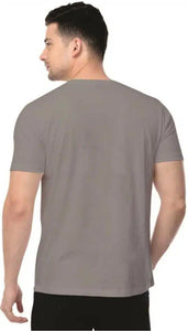 Printed Round Neck T-Shirt for Men (Grey, L) | TRENDBUY