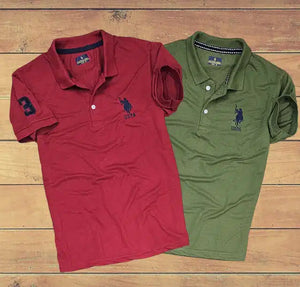 Premium Spun Matty Men's Polo T-Shirts Pack of 2 in Red and Olive Green - Classic Smart Casual Wear