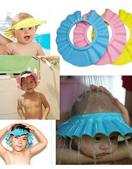 Collection Baby Shower Cap for Kids Adjustable Safe Soft Bathing Baby Shower Hair Wash Cap ( Pack Of 5 )