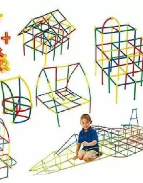 Close-up of colorful flexible plastic straws and multi-way connectors