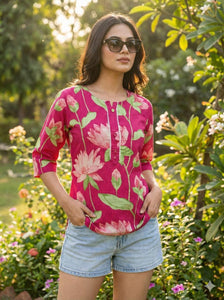 Cotton Floral Print Top for Women | Casual Everyday
