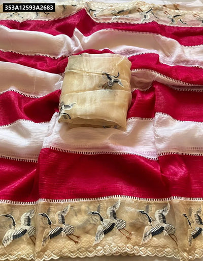 Buy Crimson & Ivory Fenday Crush Saree for Women | Festive Party Wear & Ethnic Wear Online