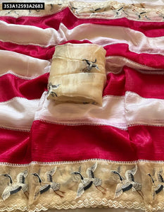 Buy Crimson & Ivory Fenday Crush Saree for Women | Festive Party Wear & Ethnic Wear Online