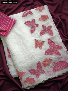 Buy Crunchy Chiffon Saree for Women with Butterfly Embroidery - Elegant Ethnic Wear Online