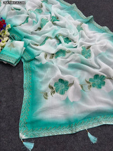 Crunchy Silk Saree Hand-Brush Print with Khatli Work for Women | Festive & Wedding Wear
