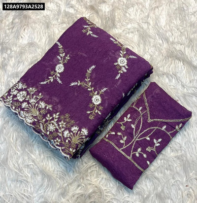 Buy Crush Silk Embroidered Saree for Women | Festive Ready Ethnic Wear Online | Free Size