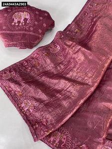 TRENDBUY Crush Silk Embroidered Saree for Women | Festive & Wedding Wear Ethnic Attire Online