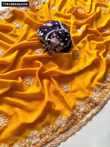 Buy Crush Silk Embroidered Sequence Saree for Women | Festive & Wedding Wear | Ethnic Wear Online
