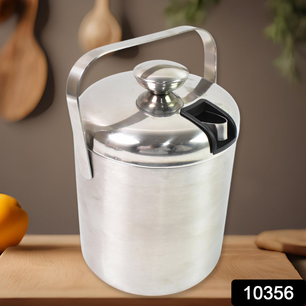 Stainless steel ice bucket with lid, 1.3 liters