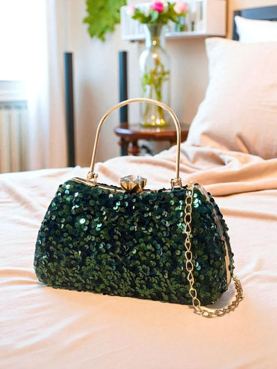 TRENDBUY Dazzling Sequin Clutch Bag for Women | Party, Bridal & Ethnic Wear Online - Green, Gold, Rainbow, Maroon