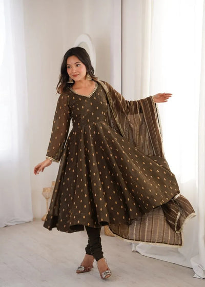 Designer Anarkali Three Piece Set - Elegant Festive Gown for Women