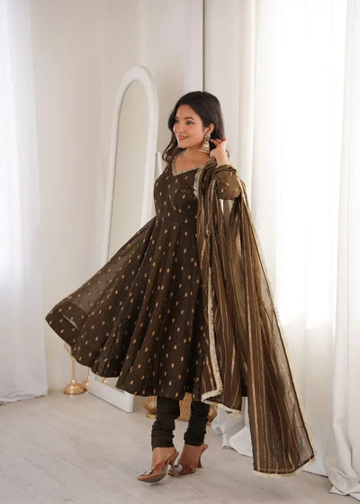 Designer Anarkali Three Piece Set - Elegant Festive Gown for Women