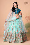 Designer Aqua Blue Lehenga Choli - Heavy Embroidered Wedding Wear for Women