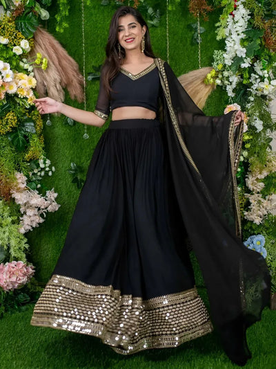 Designer Black Lehenga - Heavy Sequins Work for Wedding Season