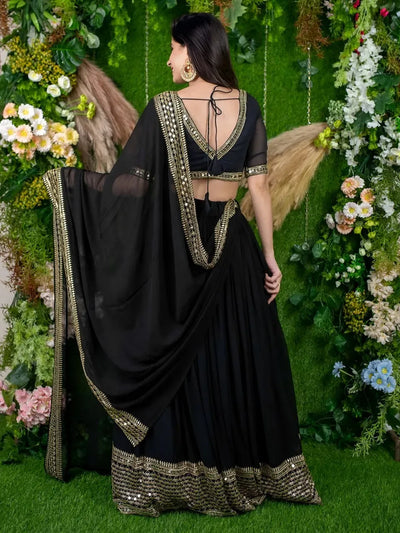 Designer Black Lehenga - Heavy Sequins Work for Wedding Season
