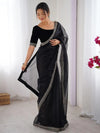 Designer Black Net Saree - Sequence Embroidery Party Wear for Women