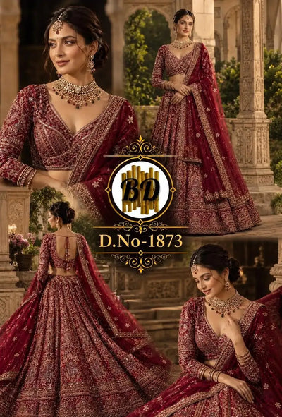 Designer Butterfly Net Lehenga - Flared Sequins Work for Wedding Wear