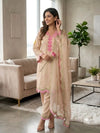 Designer Chanderi Salwar Suit - Festive Wear Embroidered Top with Dupatta