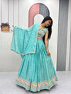 Designer Chinon Lehenga - Heavy Thread & Sequence Work for Wedding Season