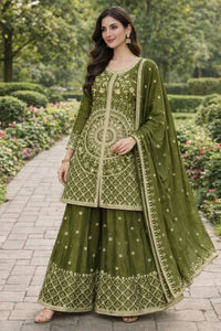 Designer Chinon Sharara Suit - Sequence Work for Festive Women