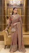 Designer Chinon Silk Saree - Elegant Handwork & Digital Print for Women