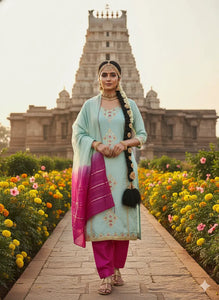 Designer Coco Silk Salwar Suit - Intricate Embroidery for Festive Wear
