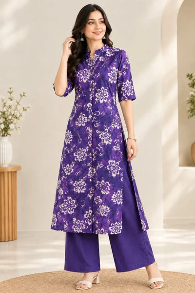 Designer Cotton Co-ord Set - A-line Kurti with Ankle Pant for Women