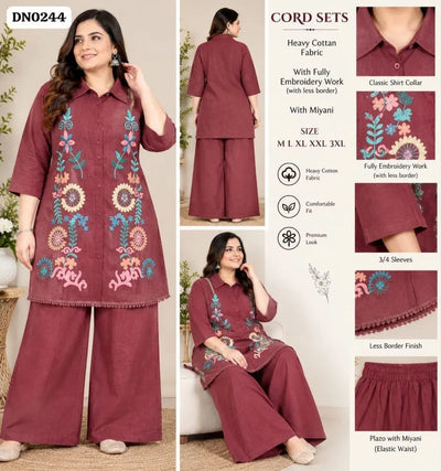 Designer Cotton Cord Set - Heavy Embroidery Festive Kurti for Women
