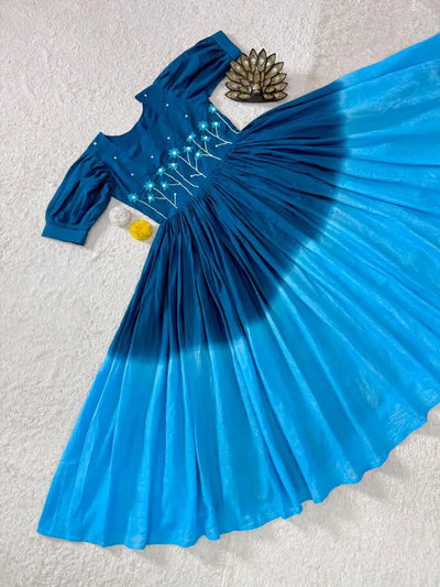 Designer Cotton Gown - Festive Handwork Dress for Women