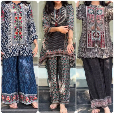 Designer Crepe Cord Set with Palazzo for Festive Party Wear