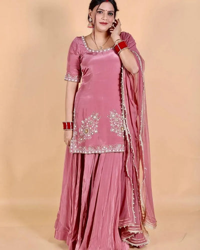 Designer Crepe Sharara Set - Elegant Party Wear for Women