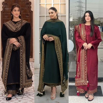 Designer Crepe Silk Suit - Heavy Embroidery Party Wear for Women | M-XXL